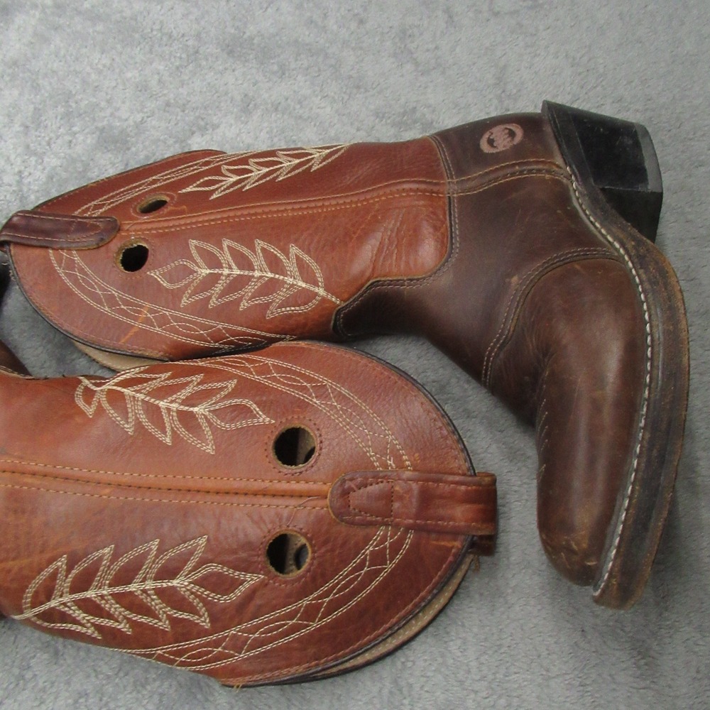 Double H Boots Women 6.5M Brown Leather Embroidery Cowgirl Western Riding USA - Picture 7 of 16